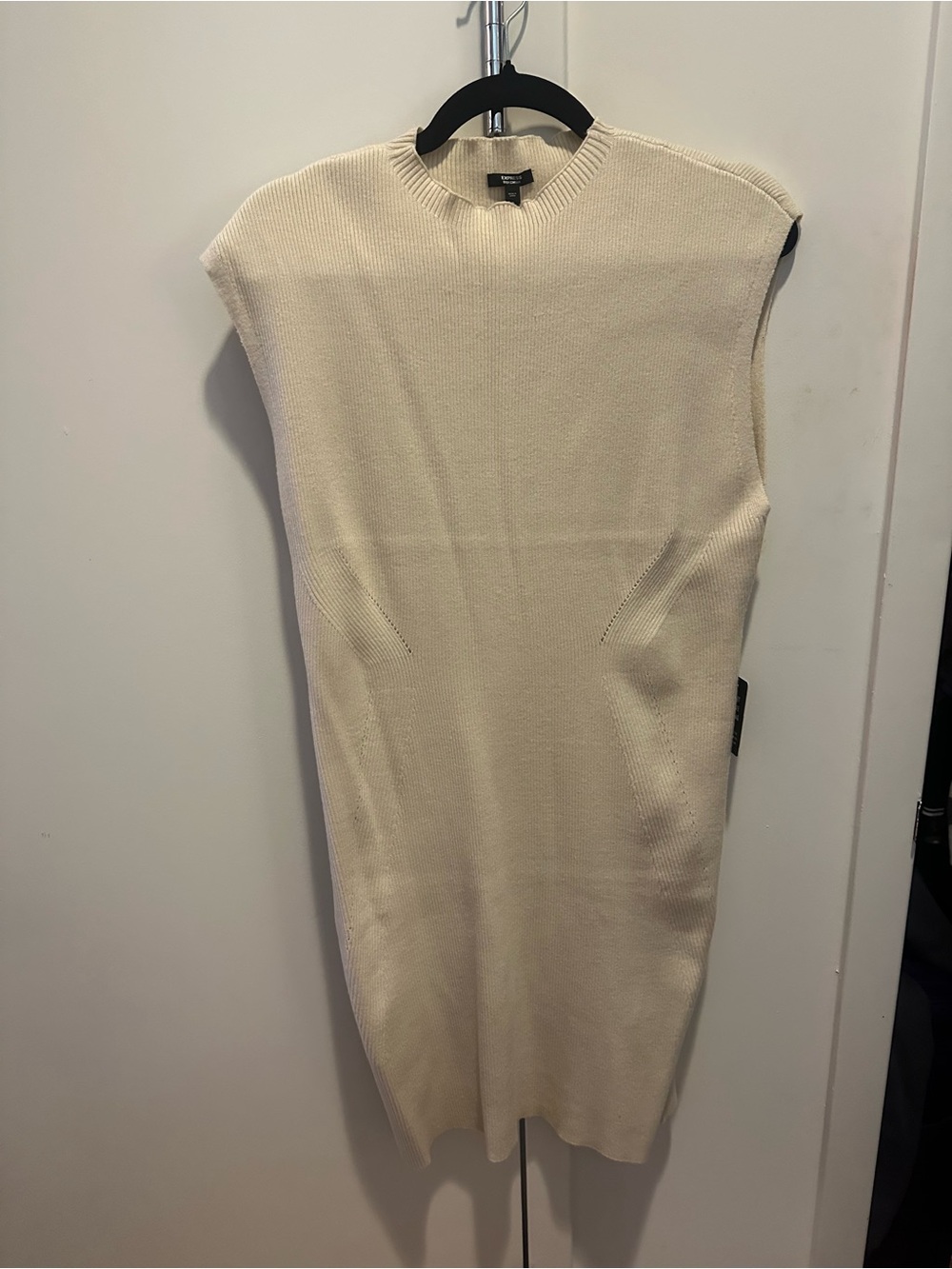 🆕 Express Cream Ribbed Knit Tank Dress